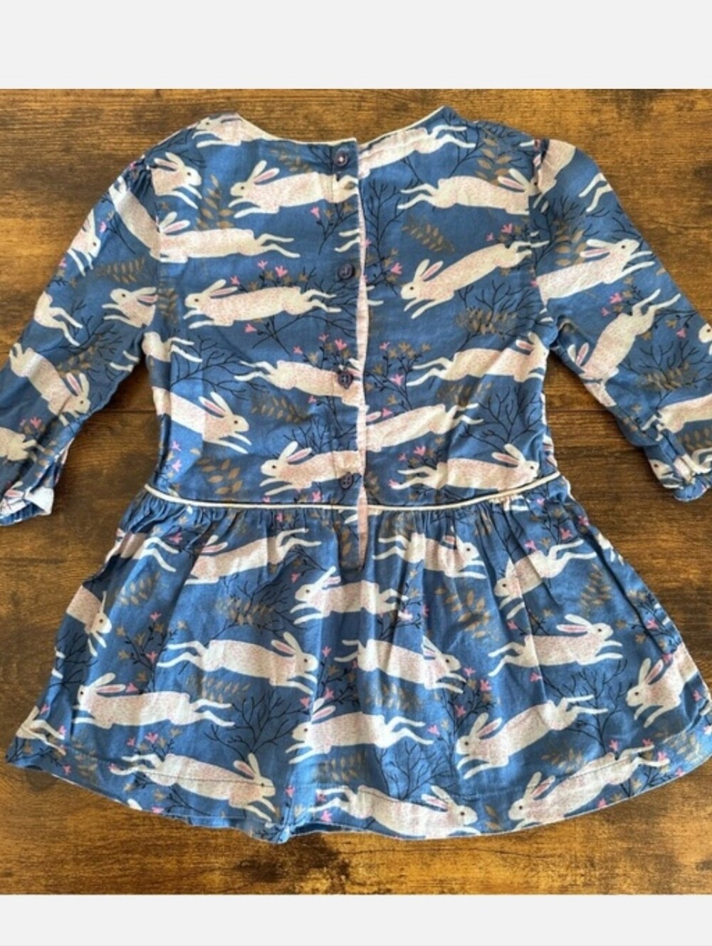Mini Boden Blue Bunny Print Twirl Dress Size 2t 3t - Picture 3 of 5